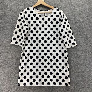 Coveted Clothing Dress Women M Medium White Polka Dot Shift Short Zipper Casual